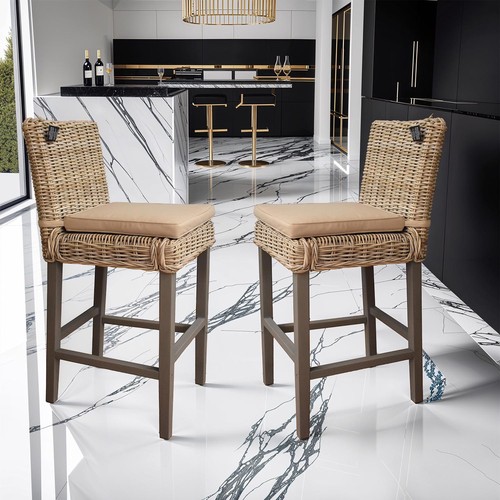 Solid pine bar stools - bar, rattan