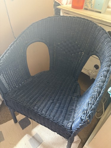 Blue wicker patio - wicker,