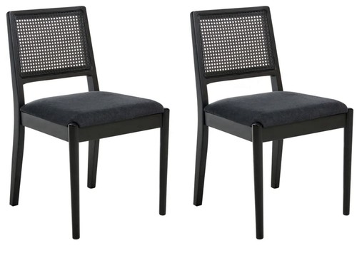 Beliani black rattan dining - black,