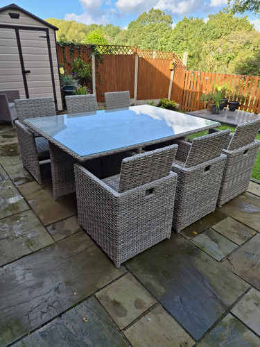 Grey piece rattan - grey, 7-piece