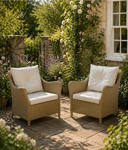 Wicker rattan garden chairs - wicker,