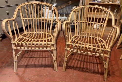 Vintage pair bamboo chairs - vintage,