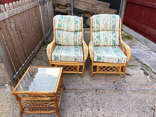 3pc rattan table chair - rattan, &