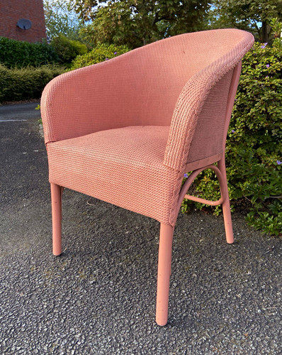 Pink rattan wicker tub accent - rattan/wicker,