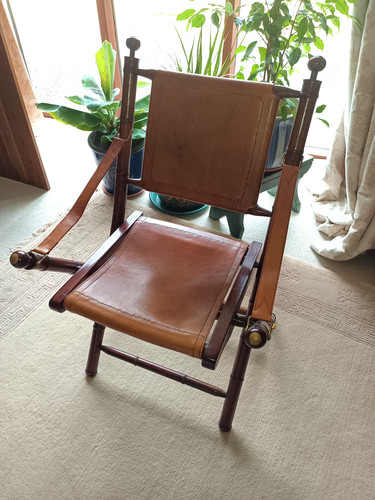 Vintage teak saddle leather - vintage, &