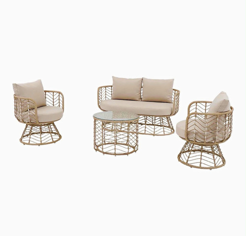 Piece beige rattan wicker - beige, rattan/wicker