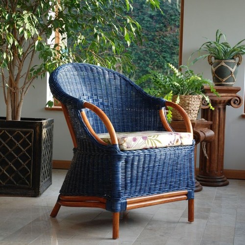 Rattan tub chair navy - rattan,