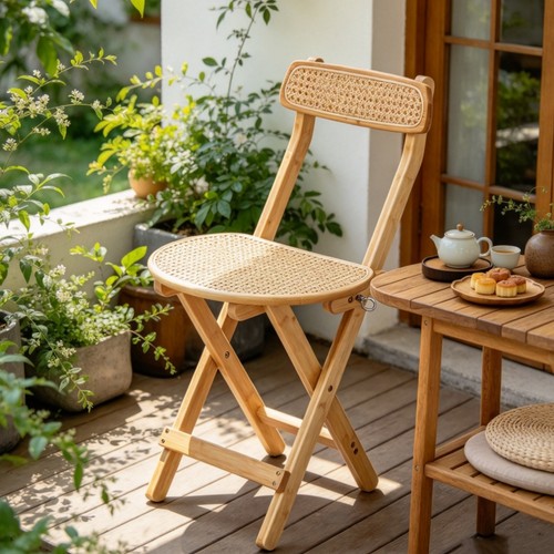 Rattan folding dining chair - rattan,