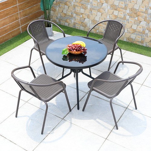 Set bistro brown wicker - of, 4