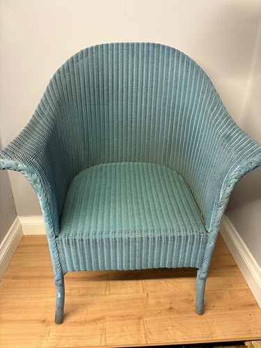 Vintage blue wicker armchair - vintage,