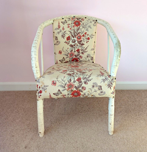 White rattan wicker accent