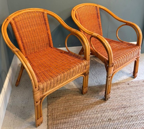 Vintage pair bamboo chairs - vintage,